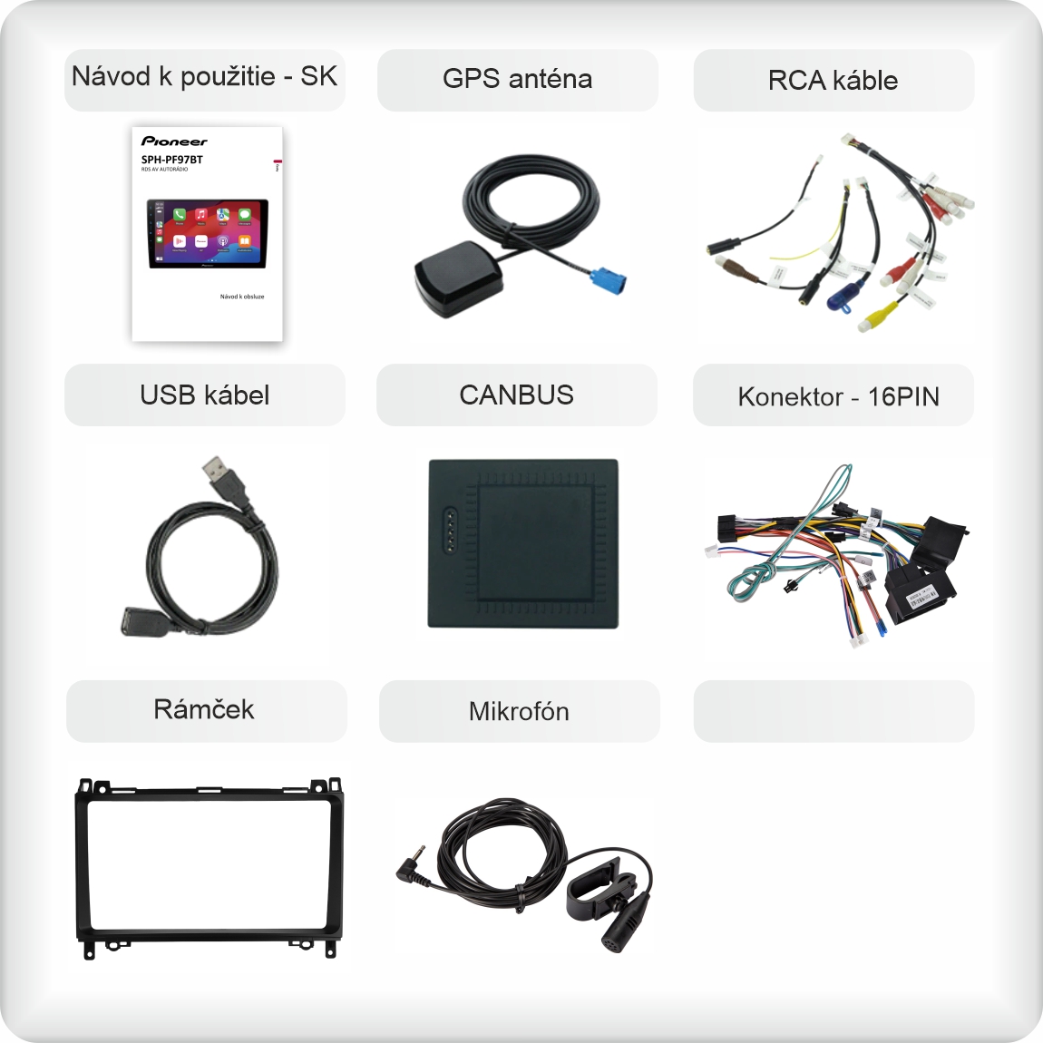 SK příslušenství pro autorádio Pioneer SPH - PF97BT pro Mercedes Benz A, B, Viano, Vito carplay a android auto evtech_cz